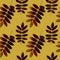 Isolated autumn rowan leaves seamless collage pattern on mustard