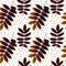 Isolated autumn rowan leaves seamless collage pattern on a white with gold polka dots