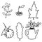 Isolated autumn things: leaves, watering can, pumpkin, oak leaf, maple leaf, cherry
