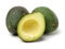 Isolated avocado. Fresh whole and cut in half avocado fruits