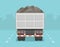 Isolated back view of a dump truck loaded with rocks. Vector illustration.