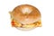 Isolated Bagel and Omelet sandwich top view