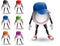 Isolated baseball characters wearing visors