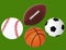 Isolated Baseball, Football, Basketball and Soccer Ball