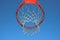 Isolated basketball net on blue sky background