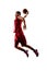 Isolated basketball player in action is flying