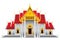 Isolated Beautiful Buddhist church on white background