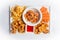 Isolated beer appetizer seafood snack platter