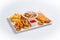 Isolated beer appetizer seafood snack platter