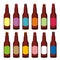 Isolated beer bottles set