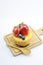 Isolated berries cheesecake on wood cutting board, berries sweet