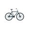 Isolated bike icon, flat cartoon bicycle with frame and wheels