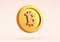 Isolated bitcoin BTC simple golden coin on neutral background in realistic 3D rendering. Cryptocurrency, 2p2 exchange and