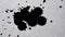 Isolated black ink paint droplets splashing dripp