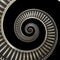 Isolated on black metal abstract spiral background pattern fractal. Metallic background, repetitive pattern. Metal spiral decorati