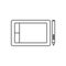 Isolated black outline graphic tablet with stylus on white background. Line icon.