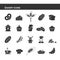 Isolated black silhouette collection icon of croissant bread, cake, ear wheat, chef, mill, cup, cupcake, pretzel, sack flour, chal