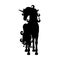 Isolated black silhouette of standing unicorn on white background. Front view.