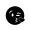 Isolated black smiley face with kissing mouth icon