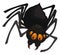 Isolated Black Spider with Big Fangs and Orange Eyes, Vector Illustration