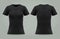 Isolated black t shirt for woman, front, back view