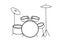 Isolated black and white drum set vector