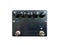 Isolated black wood texture distortion and cabinet simulator dual- channel stompbox electric guitar effect for studio and stage