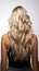 Isolated blonde balayage Nature themed hair care depicted in young womans back hair