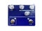 Isolated Blue dual-channel overdrive stompbox electric guitar effect for studio and stage performed on white background