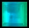 Isolated blue green gradient light transparent square mirror cube glass block