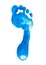 Isolated blue right footprint watercolor illustration on white