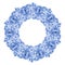 Isolated blue round floral gzhel decoration