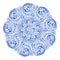 Isolated blue round floral gzhel decoration