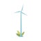 Isolated blue wind turbine - sustainable energy converter and power generator