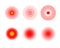 Isolated bold vector red ring from thin to thick. Pain circles. Symbol throbbing pain.