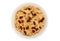 Isolated bowl of bran and raisin cereal