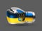 Isolated boxing glove Ukraine flag realistic 3d