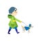 Isolated boy dog kids rain vector illustation