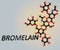 Isolated Bromelain letters and molecule in the white background