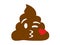 Isolated brown dung with kissing mouth and heart flat icon