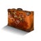 Isolated brown suitcase with labels on white background.vector illustration