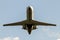 Isolated Bug eye view of an Embraer ERJ 145 airplane by United Express.