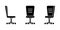 Isolated business office chair vector illustration icon pictogram set. Front, side view silhouette