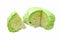 Isolated cabbage sliced on white background with clipping path