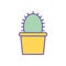 Isolated cactus inside pot line and fill style icon vector design