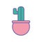 Isolated cactus inside pot line and fill style icon vector design