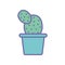 Isolated cactus inside pot line and fill style icon vector design