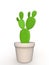 Isolated Cactus in Pot: 3D Illustration and Rendering