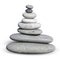 Isolated cairn, pebble balance spa concept, side view close-up, decoration for spa design