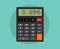 An isolated calculator with flat style and green background